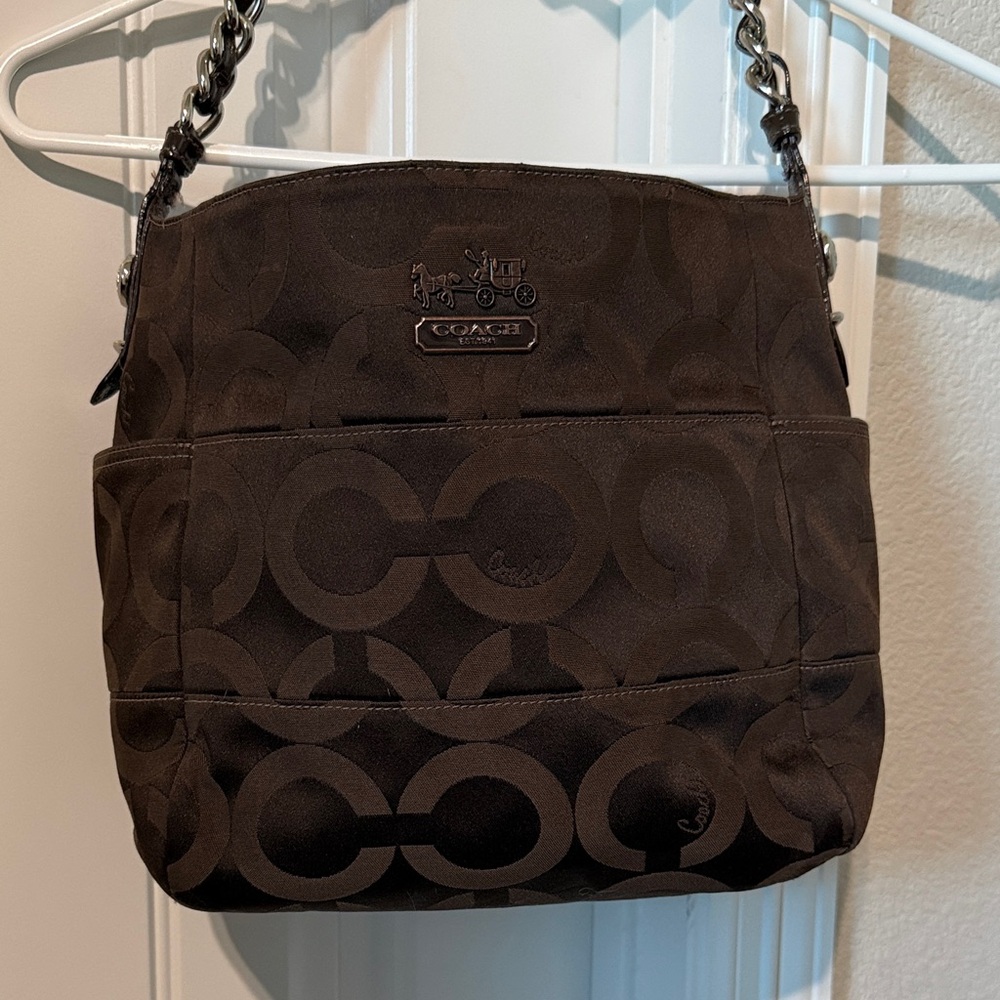 Coach Dark Brown Logo Shoulder Bag